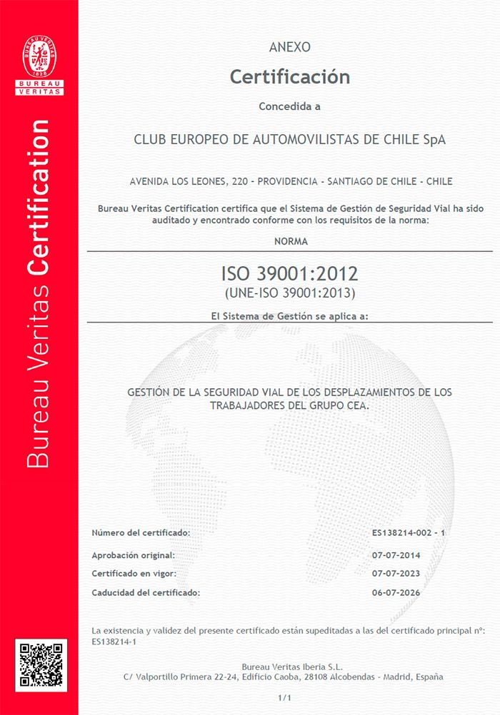 Certificación ISO 39001 de seguridad vial
